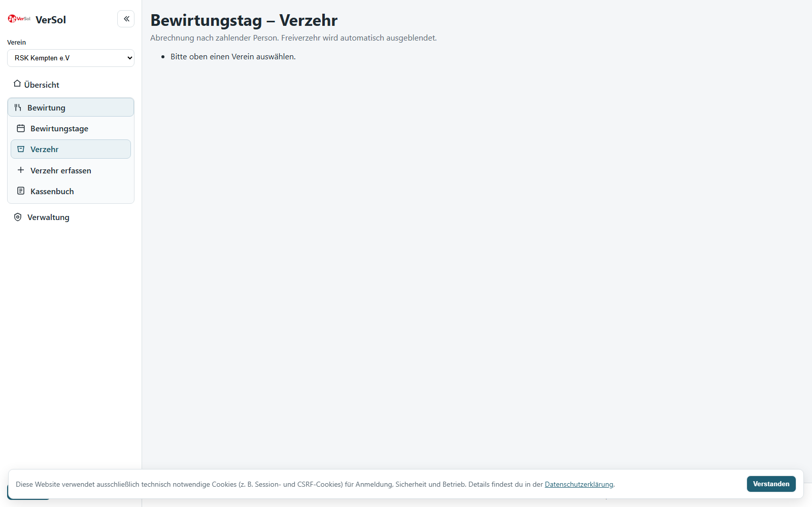 Bewirtung Verbrauch